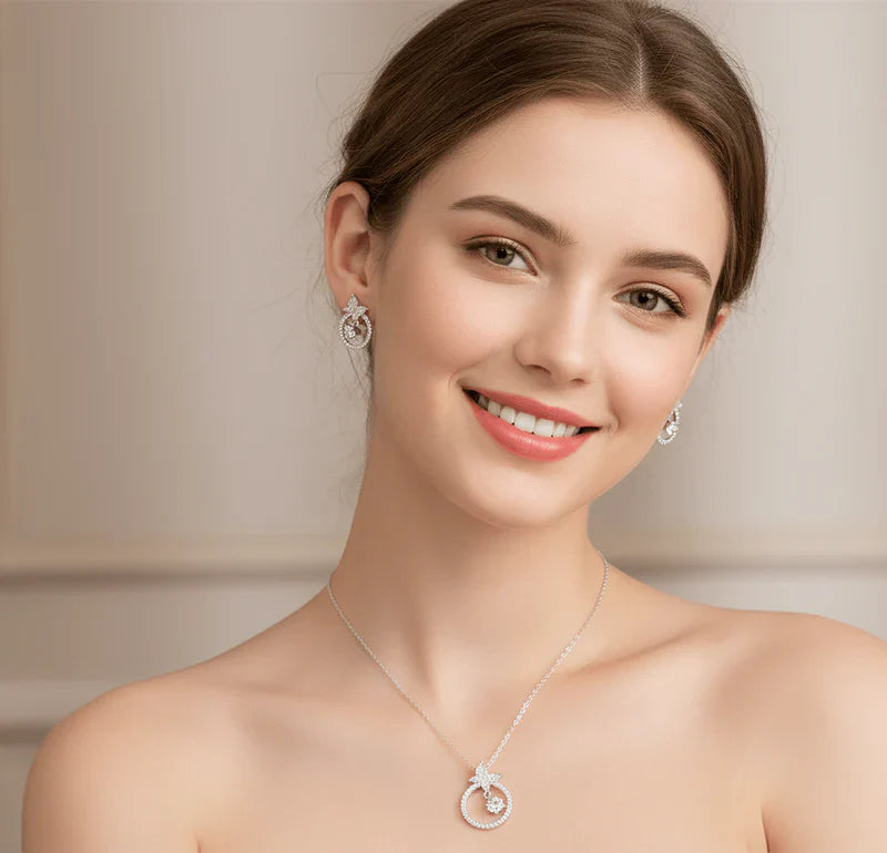 Butterfly Halo Crystal Jewelry Set