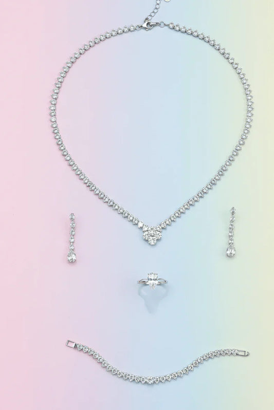 Clover Crystal Pendant Jewelry Set