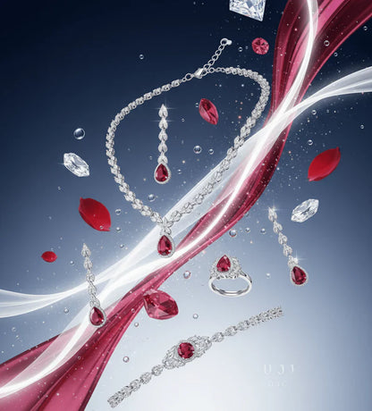 Crimson Teardrop Jewelry Set