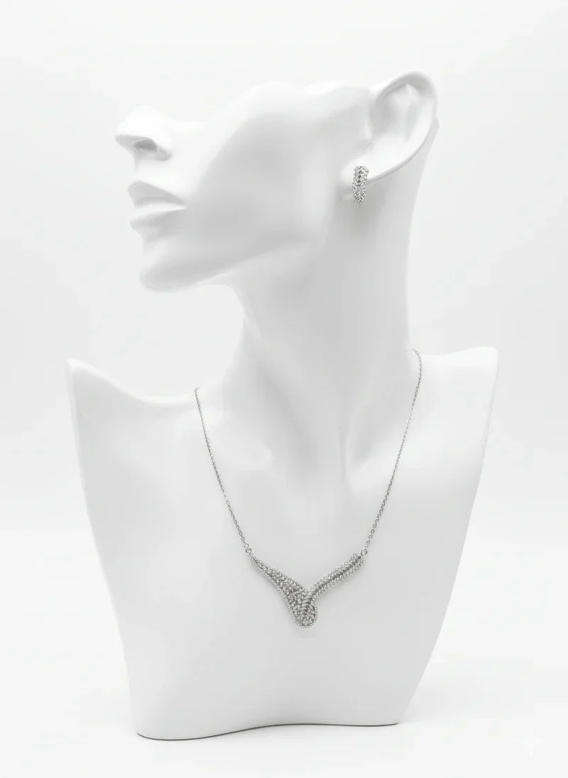 Curved Leaf Crystal Jewelry Set