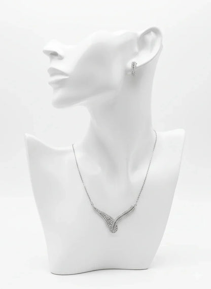 Curved Leaf Crystal Jewelry Set