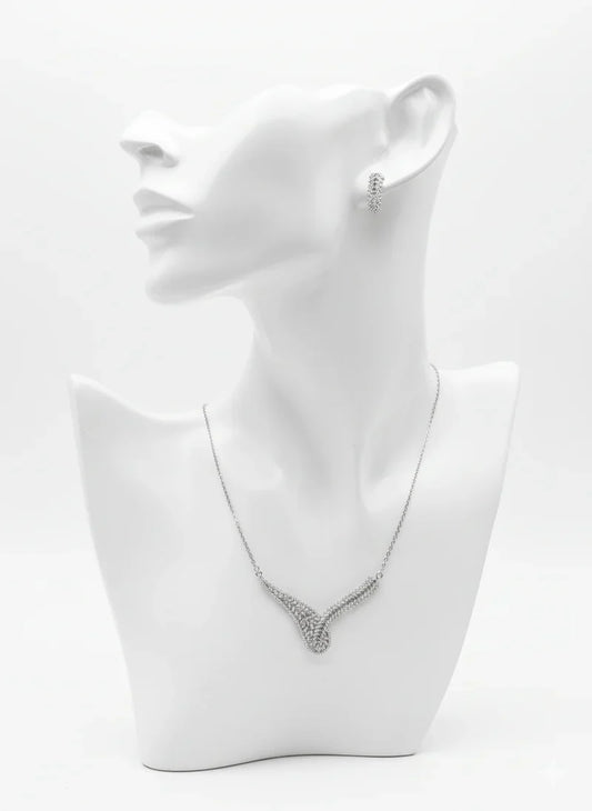 Curved Leaf Crystal Jewelry Set