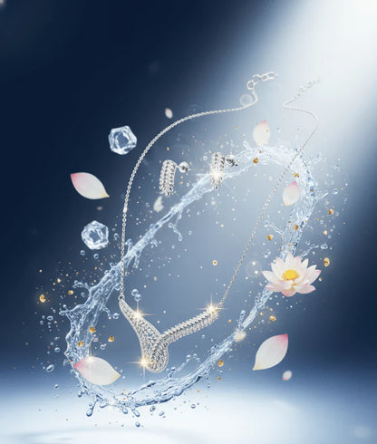 Curved Leaf Crystal Jewelry Set