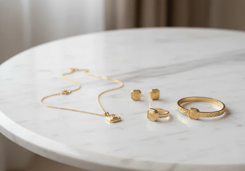 Square LV Emblem Jewelry Set